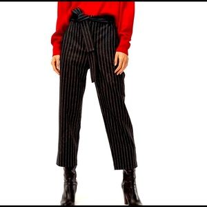 Aritzia Wilfred Wool Tie Front High-Waisted Cropped Ankle Pant